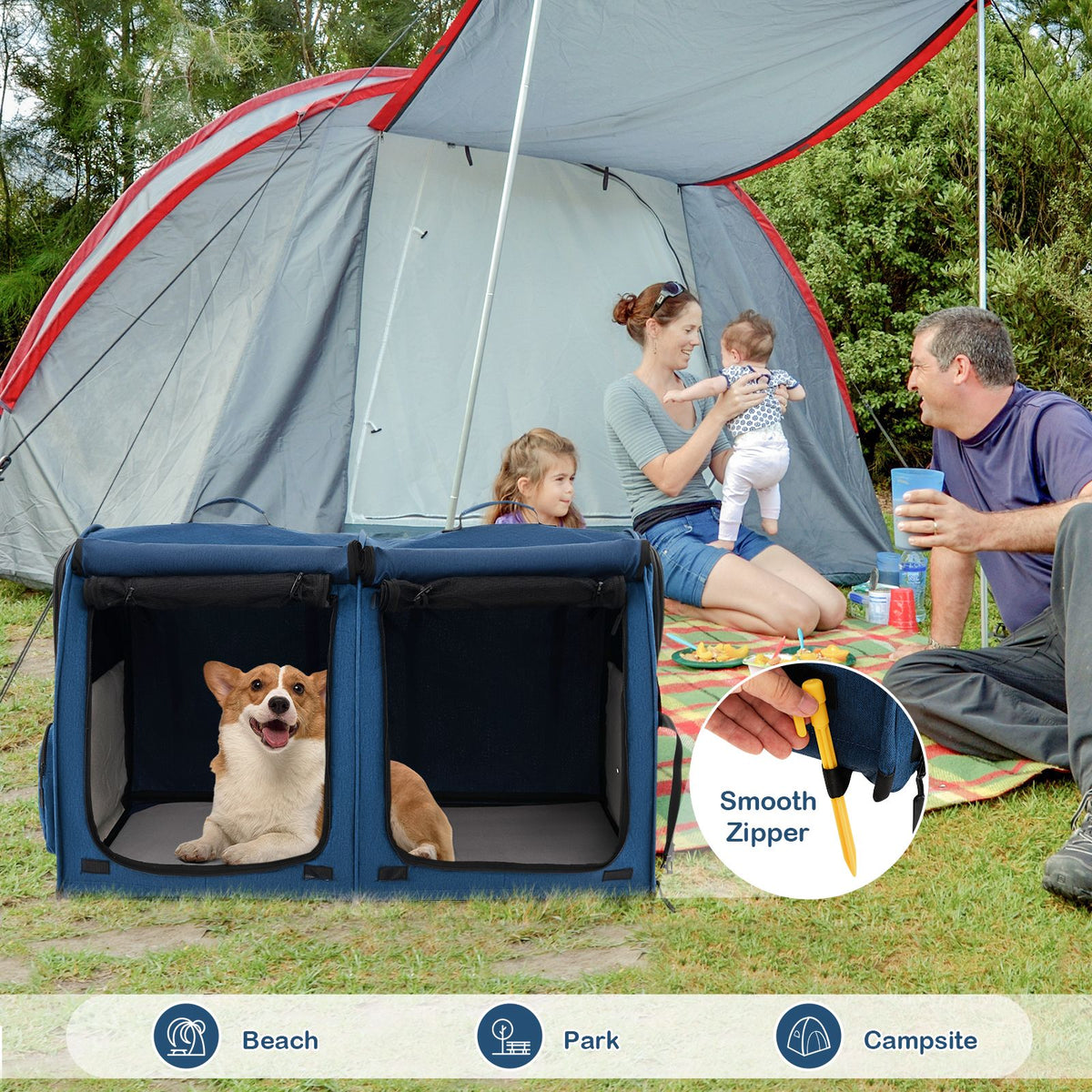 2 Compartments Pet Travel Carriers with Removable Hammocks and Mats