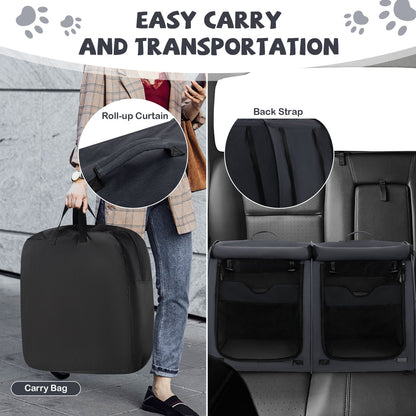 2 Compartments Pet Travel Carriers with Removable Hammocks and Mats