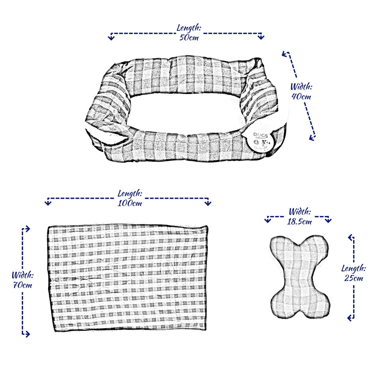 Pet Dog Bed Puppy Soft Warm Cushion Nest Basket Bed Blanket Toy Checked Medium