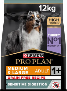 PRO PLAN Grain Free Medium & Large Adult Sensitive Digestion Turkey Dry Dog Food 12Kg