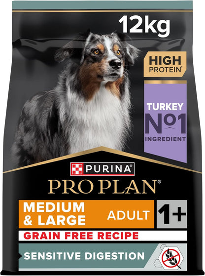 PRO PLAN Grain Free Medium & Large Adult Sensitive Digestion Turkey Dry Dog Food 12Kg