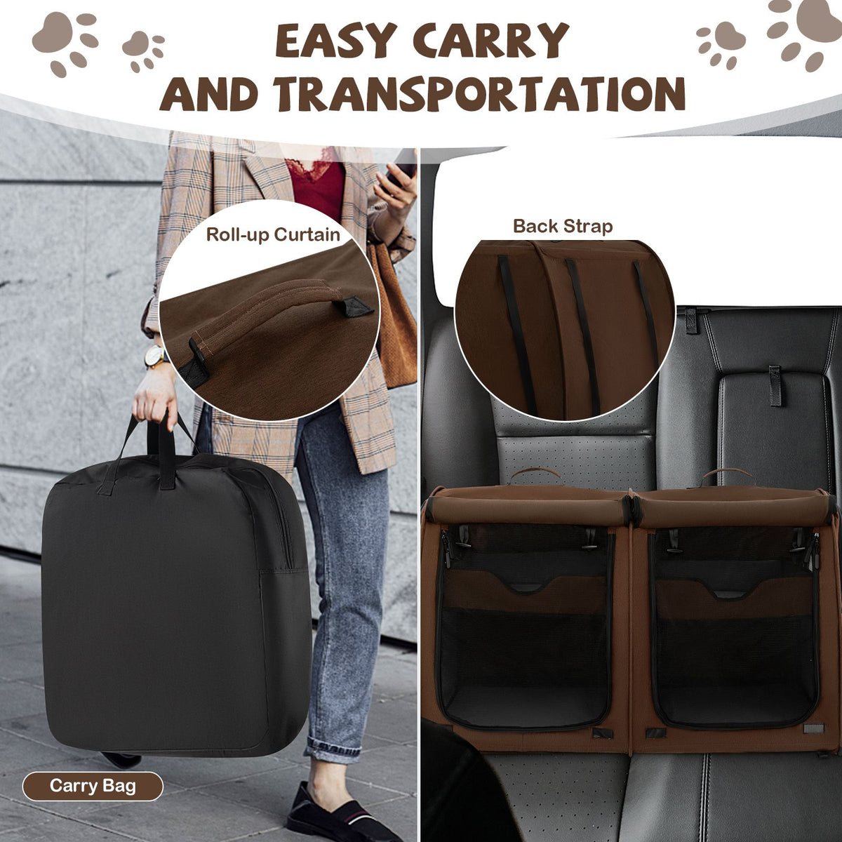2 Compartments Pet Travel Carriers with Removable Hammocks and Mats