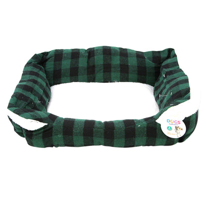 Pet Dog Bed Puppy Soft Warm Cushion Nest Basket Bed Blanket Toy Checked Medium