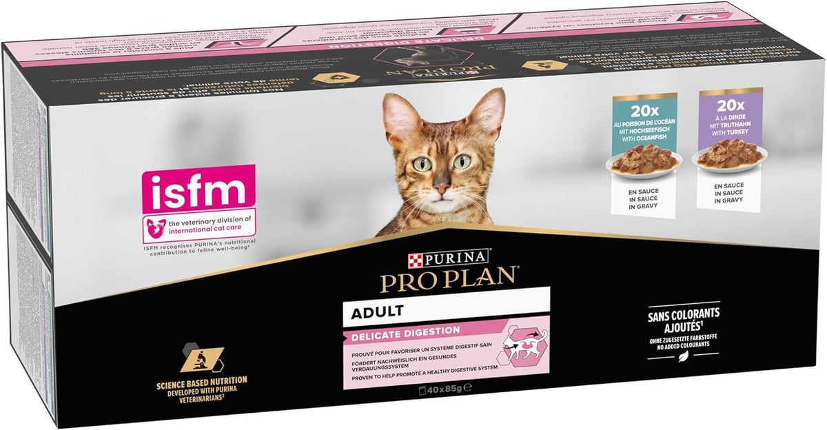 PRO PLAN Delicate Digestion Ocean Fish & Turkey Wet Cat Food 40X85G