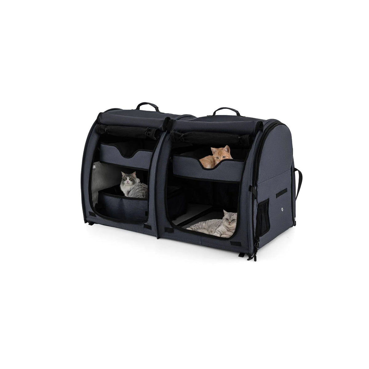 2 Compartments Pet Travel Carriers with Removable Hammocks and Mats