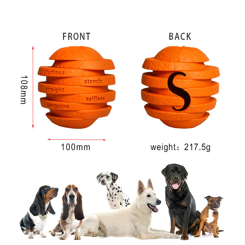 Indestructible Dog Toys Dog Chew Toy Treat Dispenser Interactive Pet Orange Toy
