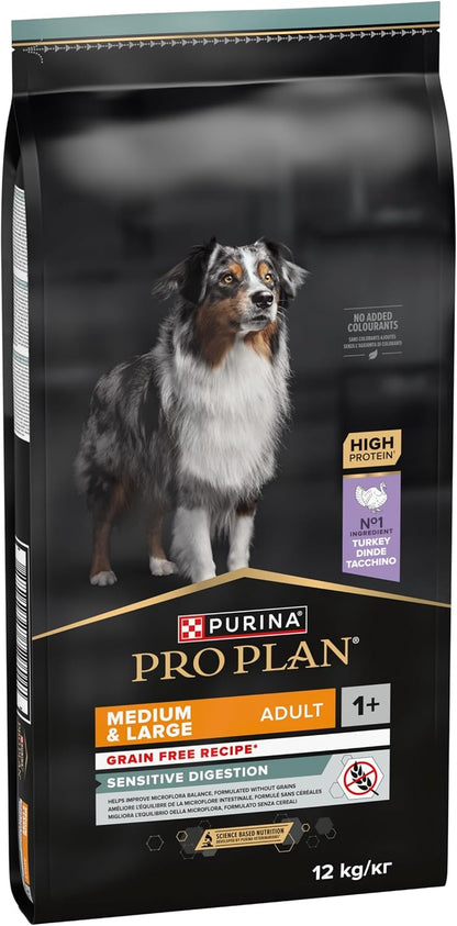 PRO PLAN Grain Free Medium & Large Adult Sensitive Digestion Turkey Dry Dog Food 12Kg