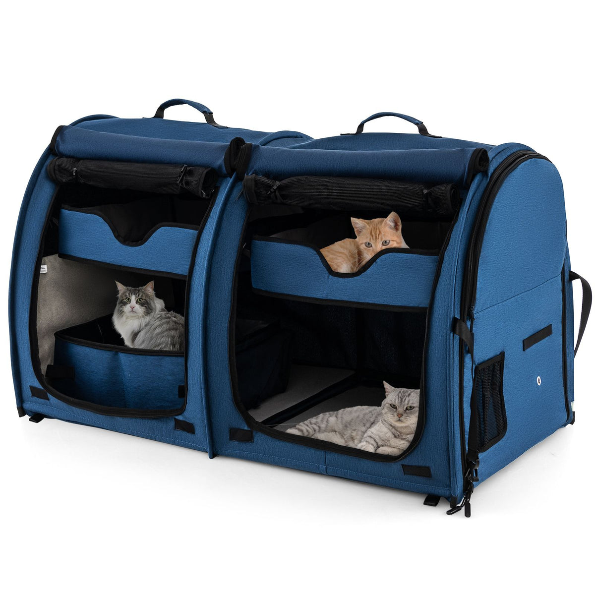 2 Compartments Pet Travel Carriers with Removable Hammocks and Mats