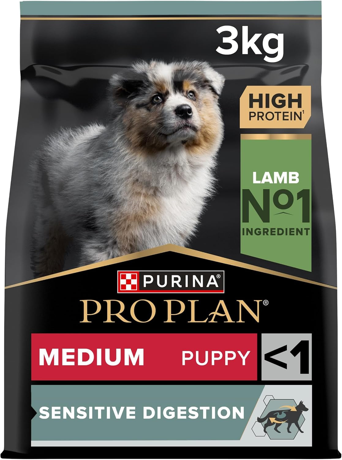 PRO PLAN Medium Puppy Sensitive Digestion Lamb Dry Dog Food 3Kg