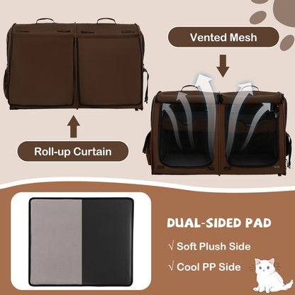 2 Compartments Pet Travel Carriers with Removable Hammocks and Mats