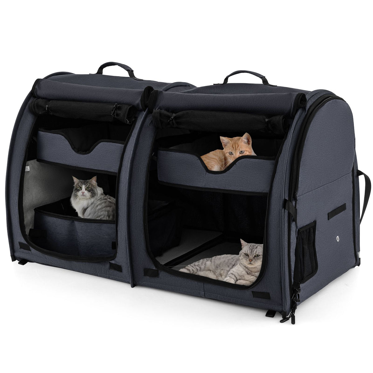 2 Compartments Pet Travel Carriers with Removable Hammocks and Mats