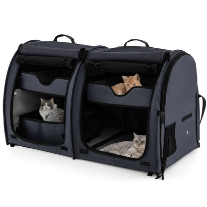 2 Compartments Pet Travel Carriers with Removable Hammocks and Mats