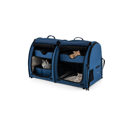 2 Compartments Pet Travel Carriers with Removable Hammocks and Mats