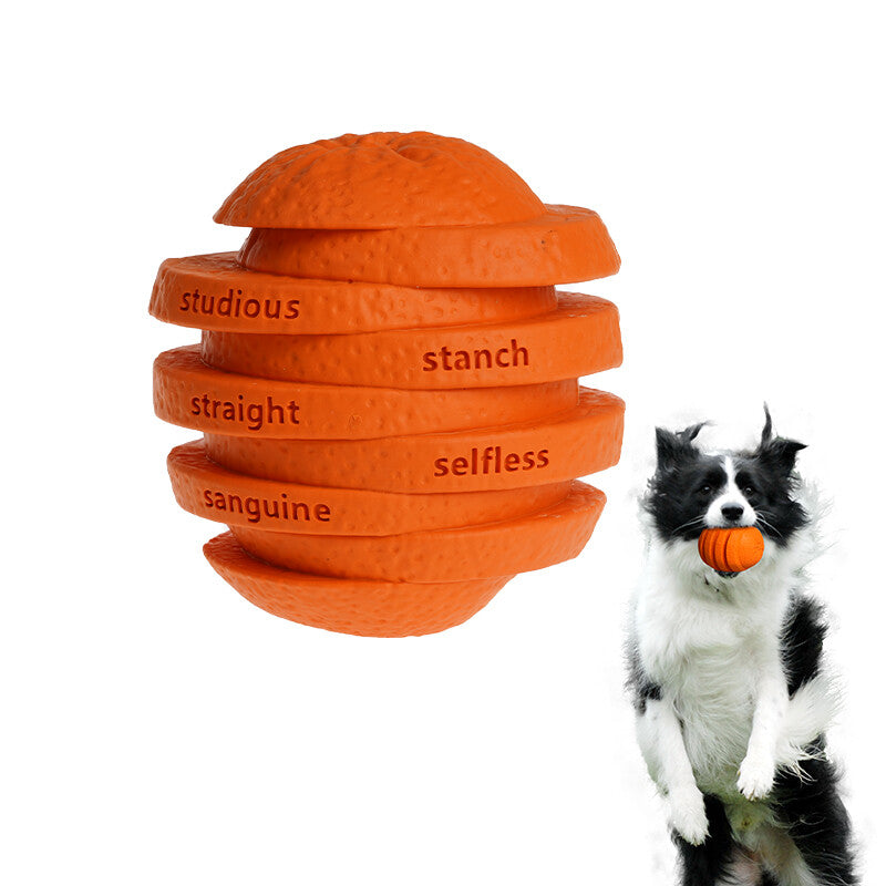 Indestructible Dog Toys Dog Chew Toy Treat Dispenser Interactive Pet Orange Toy