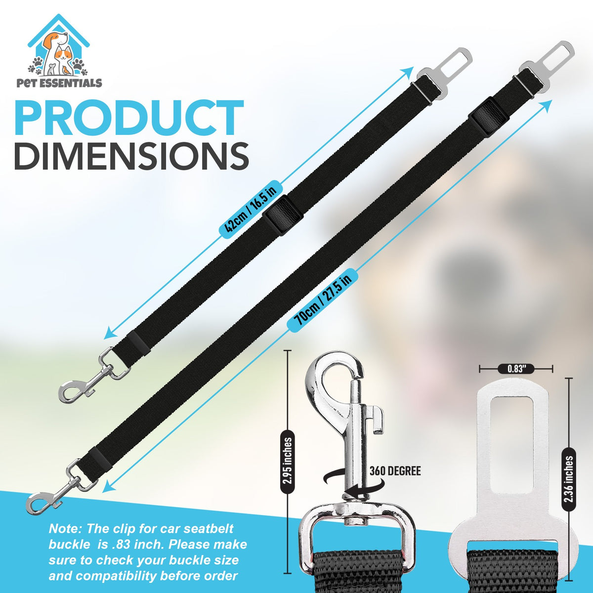 Pet Dog SEAT BELT Adjustable Travel Car Safety Harnesses Lead Restraint Strap