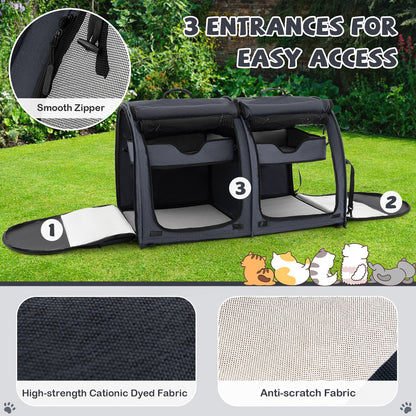 2 Compartments Pet Travel Carriers with Removable Hammocks and Mats