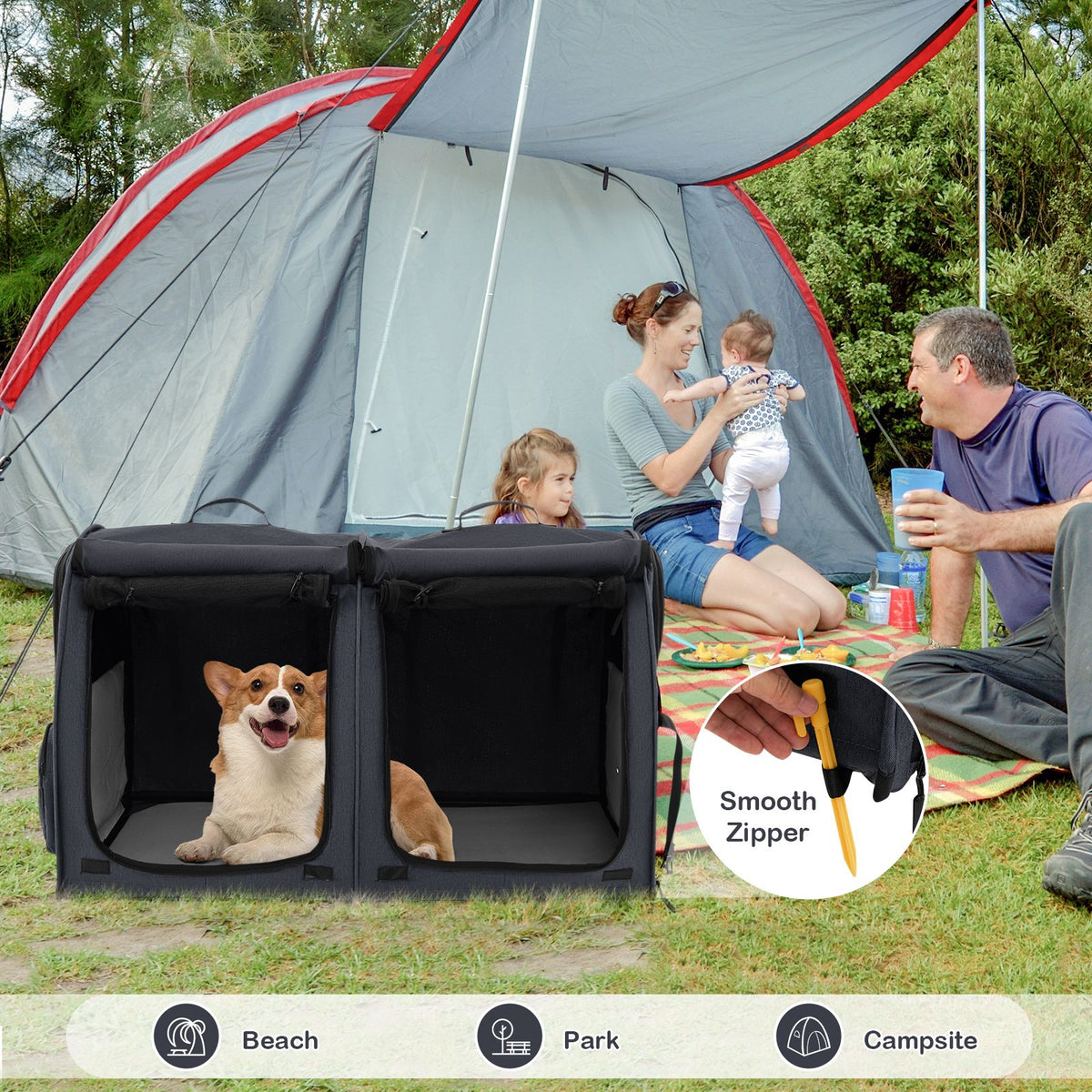 2 Compartments Pet Travel Carriers with Removable Hammocks and Mats