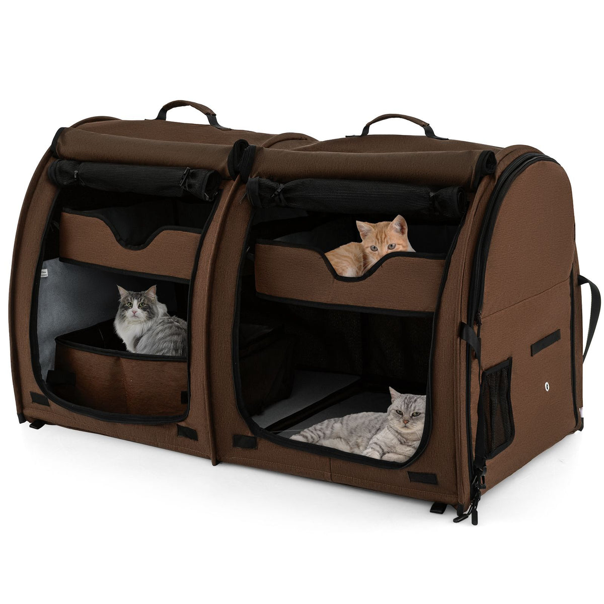 2 Compartments Pet Travel Carriers with Removable Hammocks and Mats