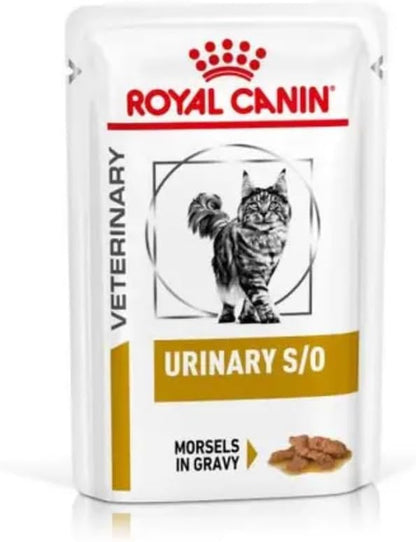 ROYAL CANIN Veterinary Health Nutrition Urinary S/O Wet Cat Food with Morsels in Gravy - 48 X 85G Pouches