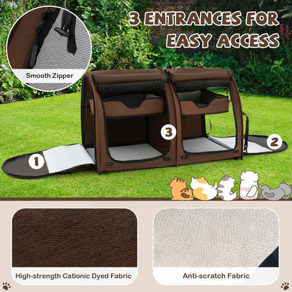 2 Compartments Pet Travel Carriers with Removable Hammocks and Mats